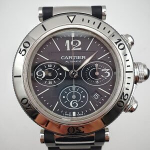 Cartier Pasha Seatimer W31088U2 Black 42mm Stainless Steel Box Papers - Image 1