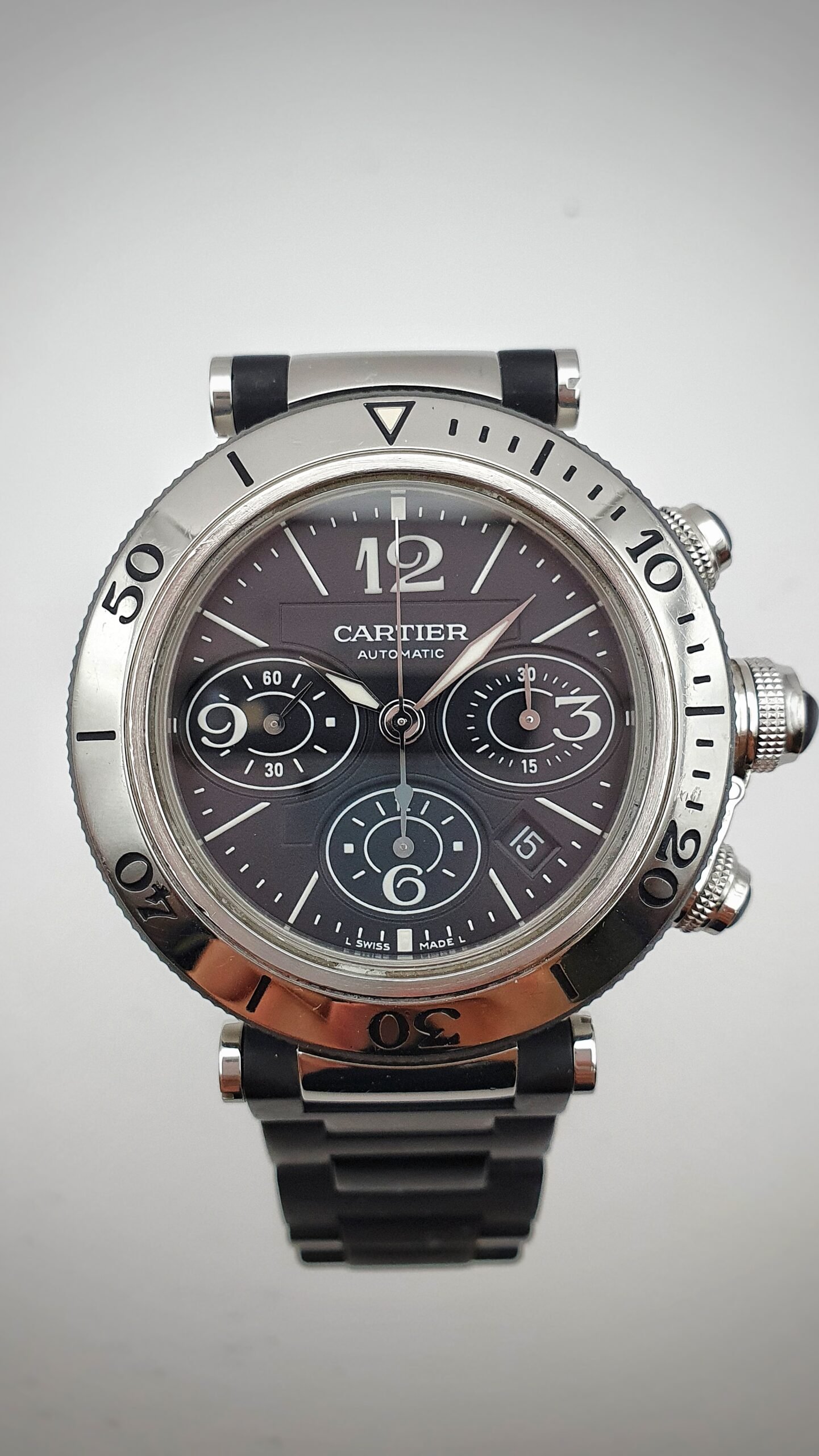 Cartier Pasha Seatimer W31088U2 Black 42mm Stainless Steel Box Papers - Image 1