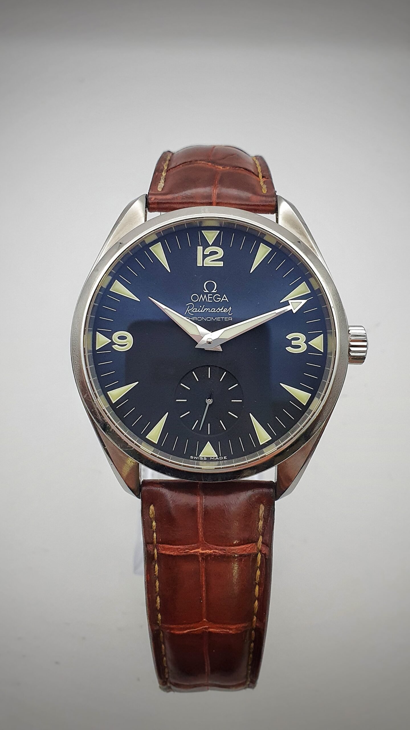 Omega Railmaster XXL 2806.52.37 Black 49mm Stainless Steel Box Papers - Image 1