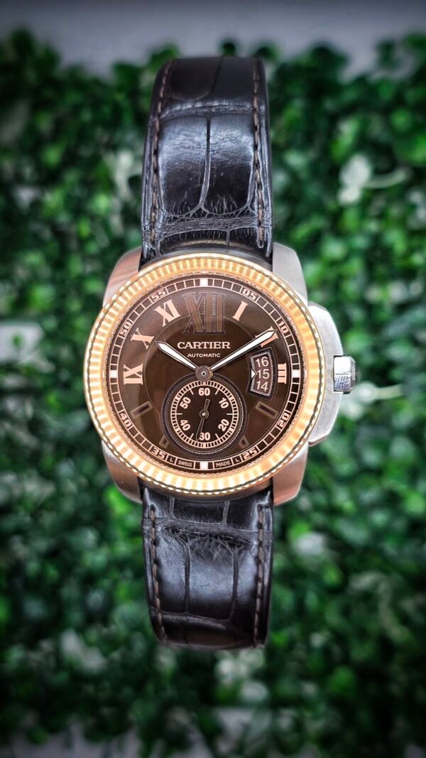Cartier Calibre de Cartier W7100050 Chocolate Brown 42mm Pink Gold Full Set