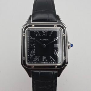 Cartier Santos Dumont Large WSSA0046 Black Lacquer 44mm by 31mm Stainless Steel Complete Set Box Papers - Image 2