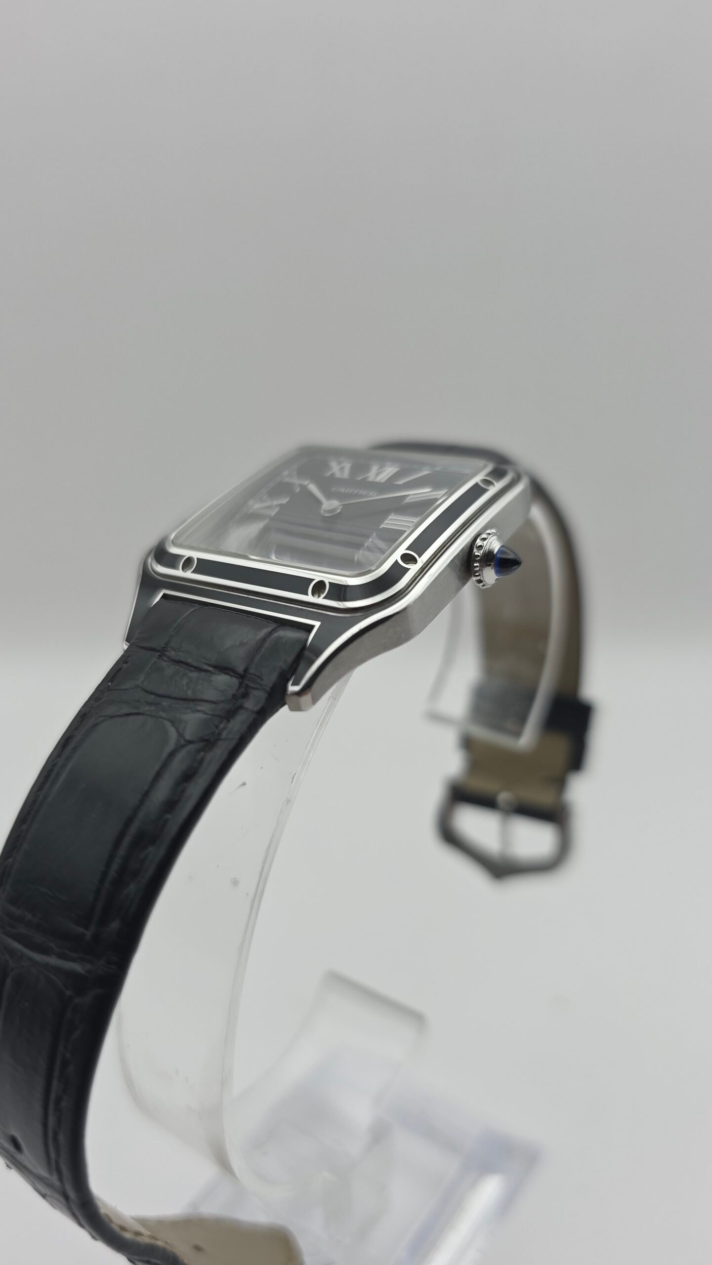 Cartier Santos Dumont Large WSSA0046 Black Lacquer 44mm by 31mm Stainless Steel Complete Set Box Papers - Image 2