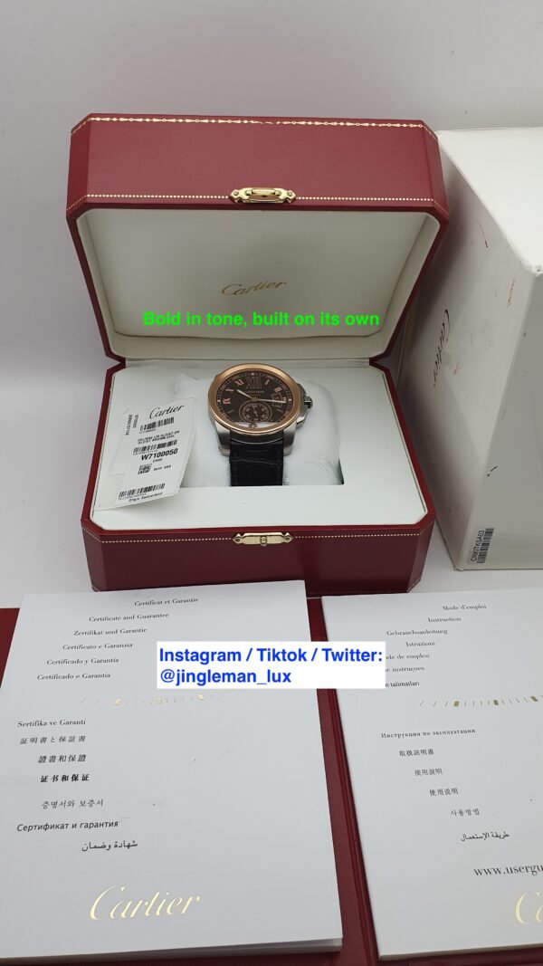Cartier Calibre de Cartier W7100050 Chocolate Brown 42mm Pink Gold Full Set
