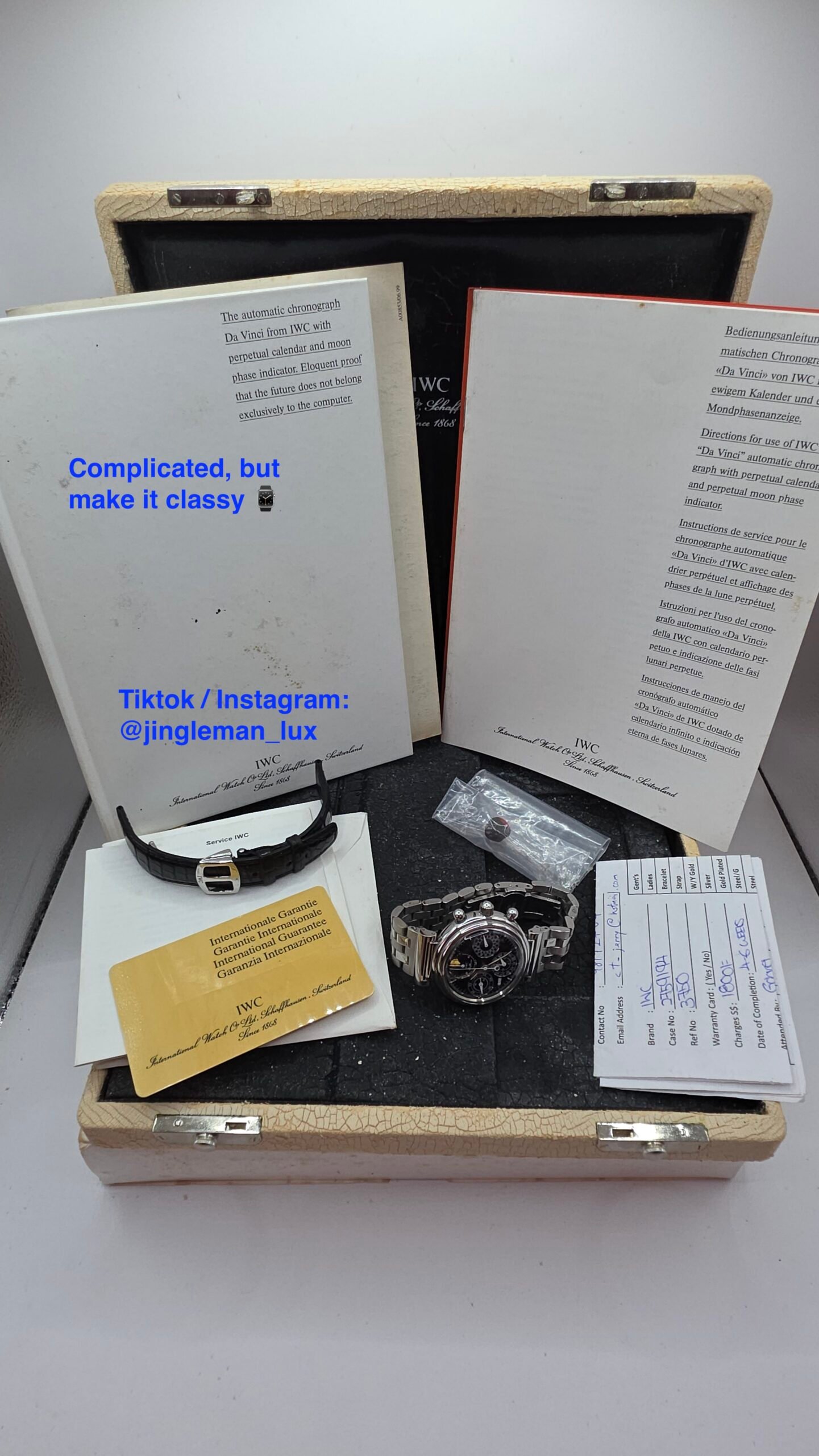 IWC Perpetual Calendar Chronograph Da Vinci IW375030 Automatic IW3750 Black 39mm Stainless Steel Full Set - Image 9