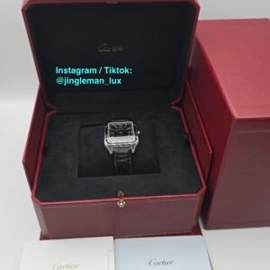 Cartier Santos Dumont Large WSSA0046 Black Lacquer 44mm by 31mm Stainless Steel Complete Set Box Papers - Image 8