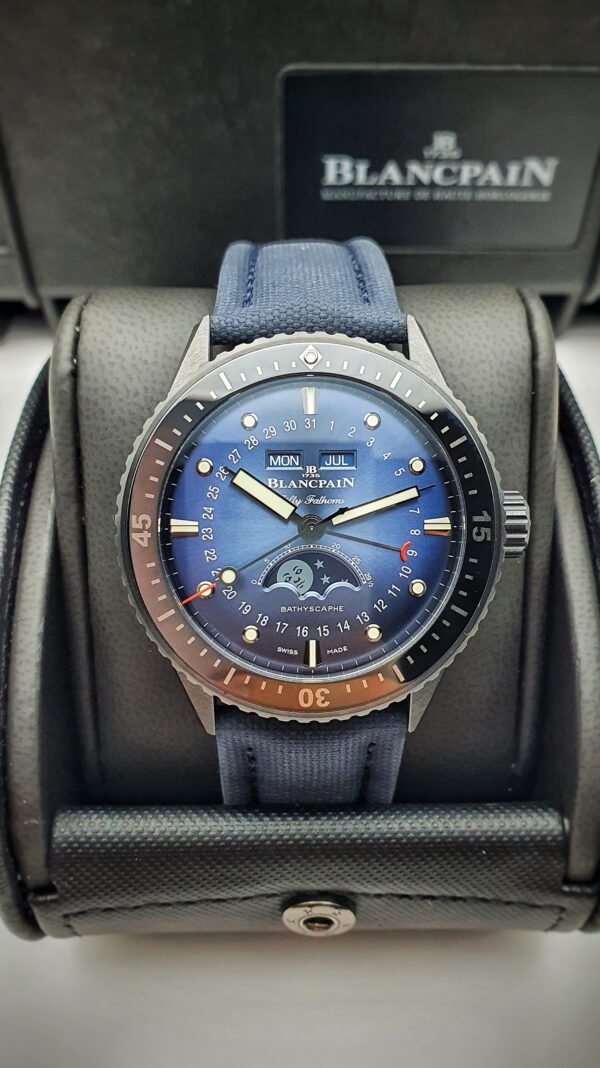 Blancpain Fifty Fathoms Bathyscape Quantieme Complet Phases De Lune 5054 0140 O52A 44mm Blue Ceramic Complete Set