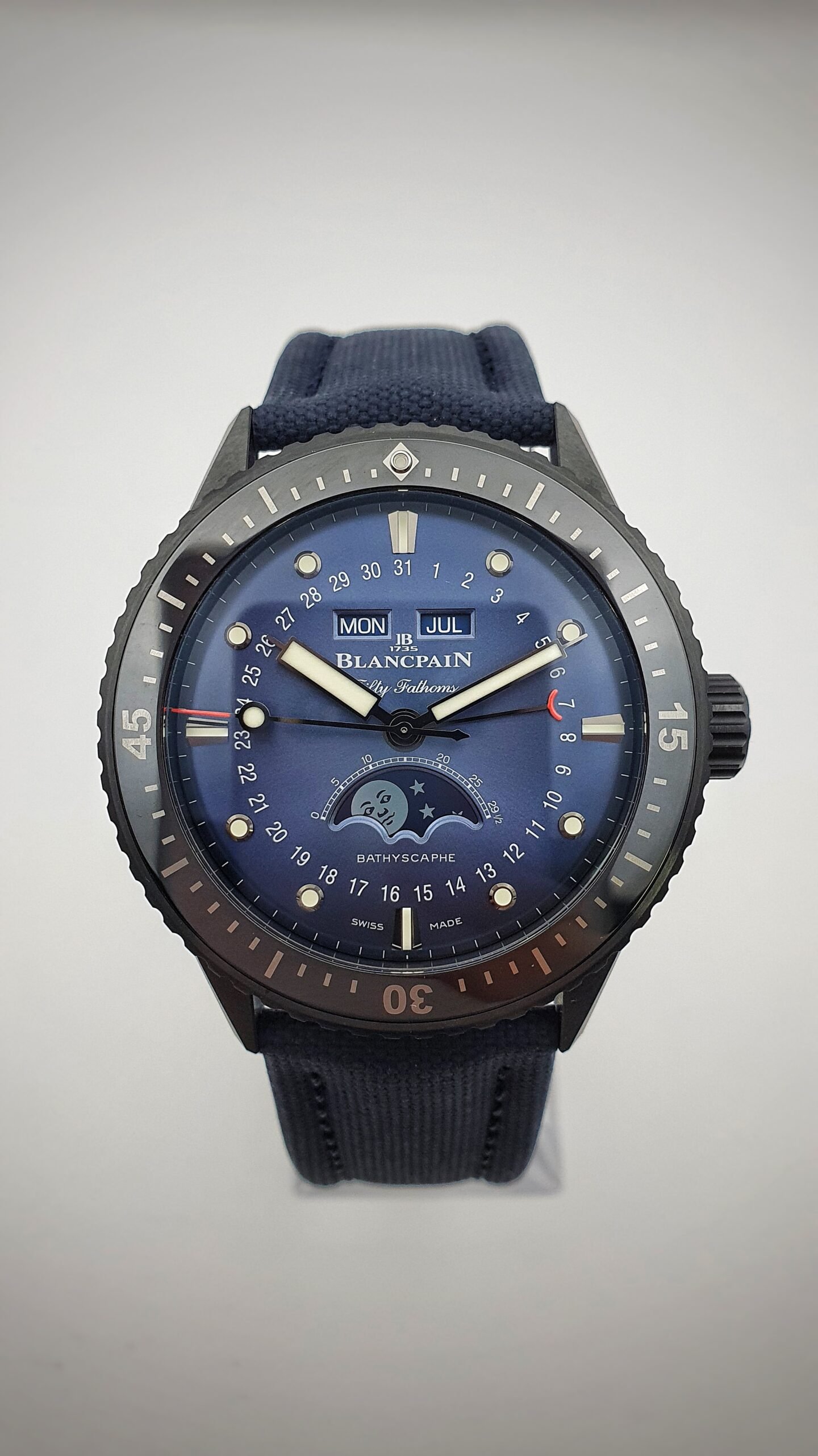 Blancpain Fifty Fathoms Bathyscape Quantieme Complet Phases De Lune 5054 0140 O52A 44mm Blue Ceramic Complete Set - Image 2