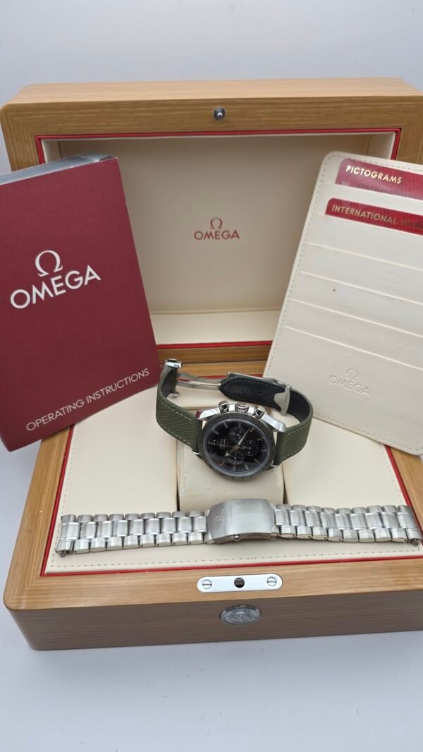 Omega Speedmaster Broad Arrow 1957 321.10.42.50.01.001 Automatic 42mm Black Stainless Steel Box and Papers