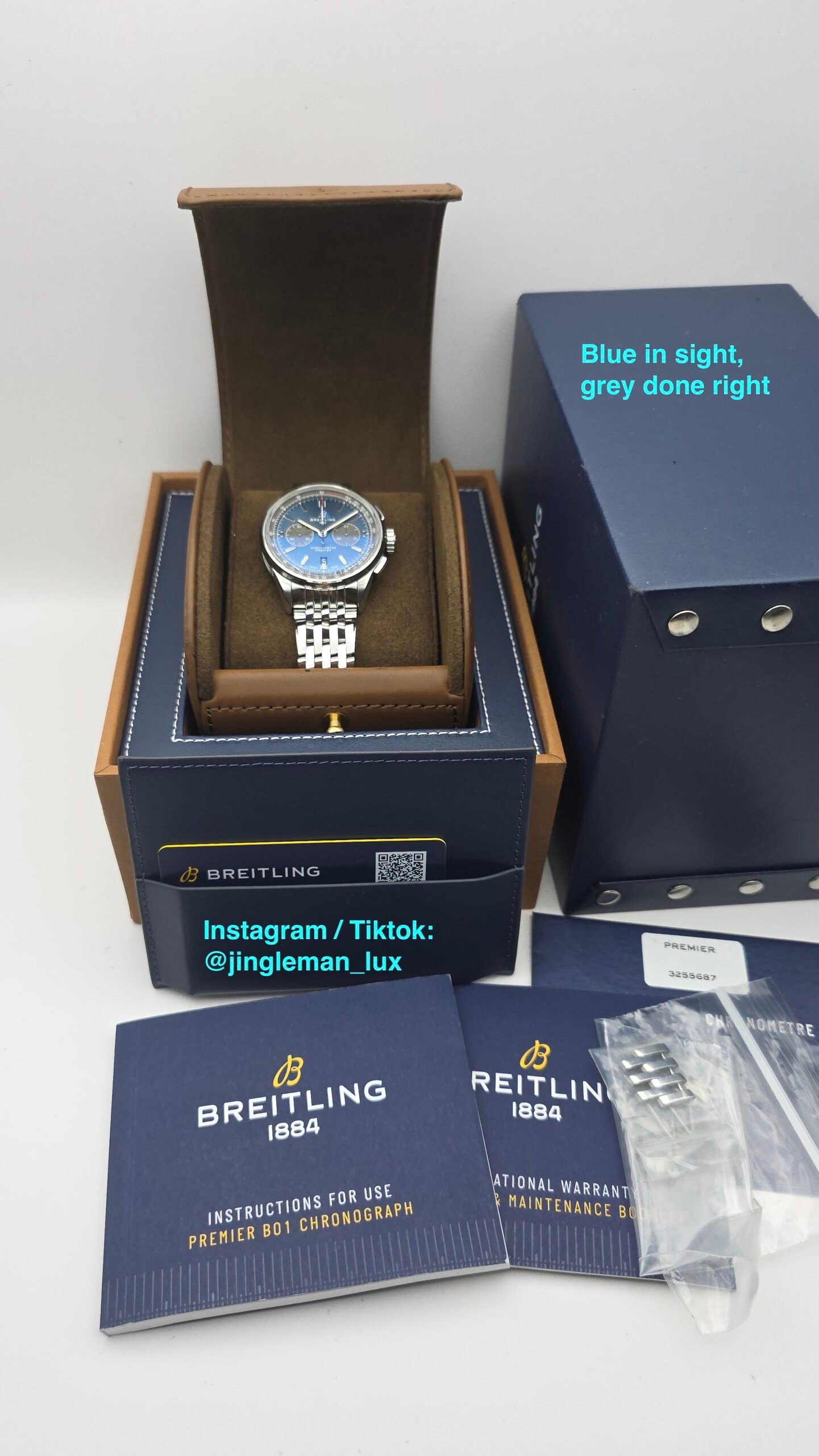 Breitling Premier B01 Chronograph AB0118A61C1A1 42mm Blue Grey Stainless Steel Full Set MSRP 15K - Image 9