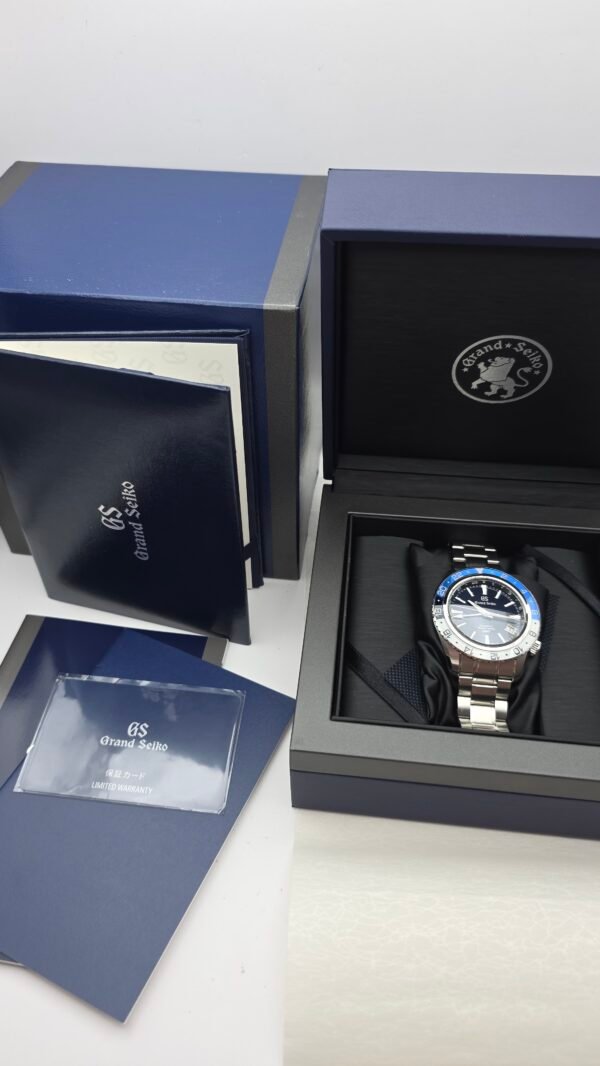 Grand Seiko Sport Collection GMT SBGJ237 SBGJ237G 44mm Stainless Steel Blue Full Set MSRP 9.7K