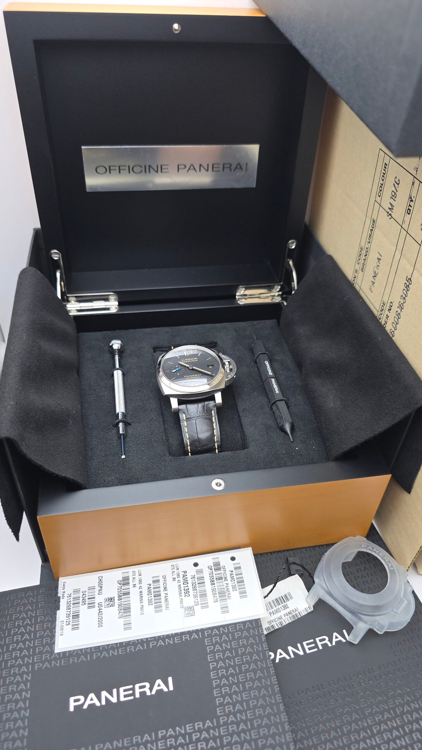 Panerai Luminor Marina 1950 3 Days Automatic PAM01392 PAM 1392 Black 42mm Stainless Steel Full Set - Image 9