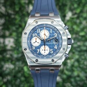 STICKERED Audemars Piguet AP Royal Oak Offshore Navy Chronograph 26470ST.OO.A027CA.01 26470ST 42mm Steel Blue Full Set - Image 1