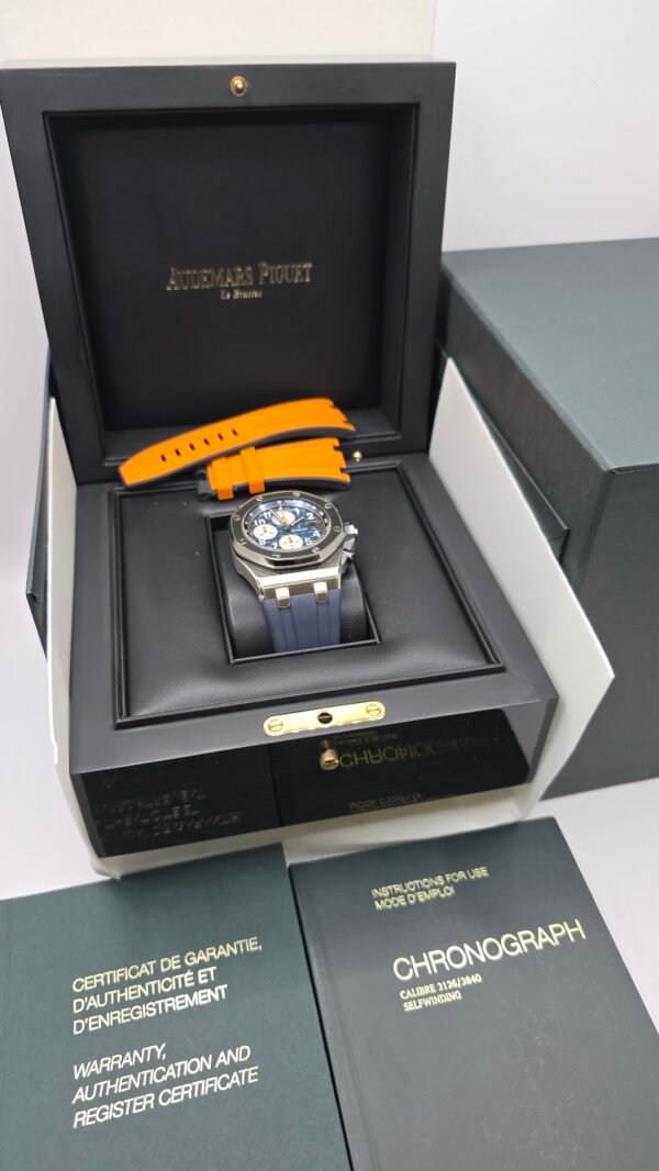 STICKERED Audemars Piguet AP Royal Oak Offshore Navy Chronograph 26470ST.OO.A027CA.01 26470ST 42mm Steel Blue Full Set